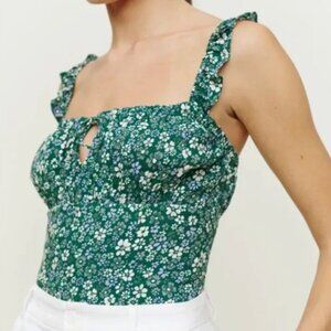 Reformation Cortese floral sleeveless ruffle sleeves back zip closure top Size 2